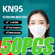 【24 Hours Delivery】50pcs KN95 face mask with filter for adult KN95 Dust Proof Mask Breathing KN95 Face Mask indoplas facial cover breathable industrial dust haze activated carbon cover PM2.5 male and female protection Respirator Filter Original