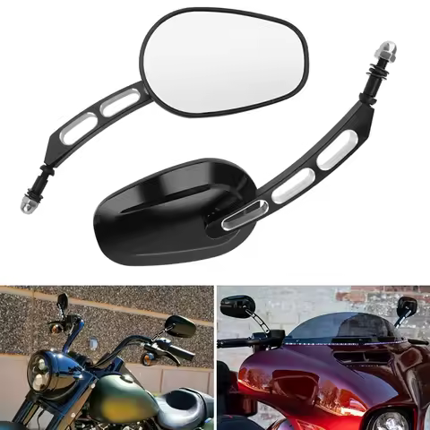 Motorcycle 8mm Rearview Mirror Black Side Mirrors For Harley Touring Road King 883 1200 48