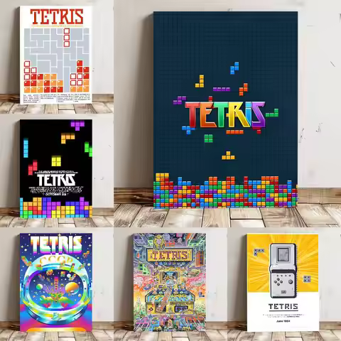 Game T-Tetris Block Poster High Quality Print Waterproof Wall Art Sticker For Bar Living Room Decor 