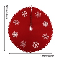 <KMDRESS>Elegant 50-Inch Christmas Tree Skirt with Snowflake Design - Fits 9-11 Ft