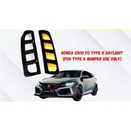 Honda Civic FC 2016-2021 FK7 FK8 Type-R Daylight DRL Front Bumper LED Type R Foglamp Spotlight Fog L