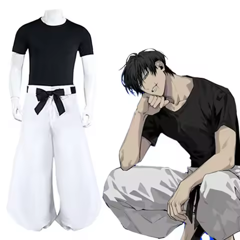 Jujutsu JJK Manga Anime Fushiguro Toji Satoru Gojo Cosplay Costume Wig T-shirt Pants Rose Net Hallow