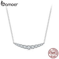BAMOER Moissanite สร้อยคอรูปยิ้มทรงกลมสวยงามชุบทองเพชรที่ปลูกขนาด43ซม. MSN041สร้อยคอ925เงินสเตอร์ลิง