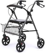 Walker, Shopping Cart Elderly Walker Folding Portable Four-wheeler Auxiliary Walker Trolley, Seated