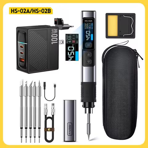 FNIRSI HS-02 Intelligent Electric Solder Iron 24V 100-450 ℃ Welding Material Rework Station PD 100W