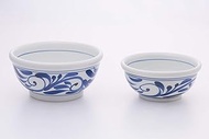 Tobeyaki Senzan Bowl, White/Blue, 32.6 fl oz (980 ml), 18.4 fl oz (540 ml), Whetbe Yaki Chiyama Kiln