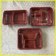 ♞,♘,♙50pcs Bento Box Red Black Thick 2 / 3 / 4 Compartment Division Plastic Food Container