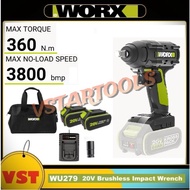 Original WORX WU279 20V Cordless Brushless 1/2" (12.7mm) Square Impact Wrench