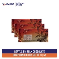 Beryl's 8% Milk Chocolate Compound 1kg Block Set of 3