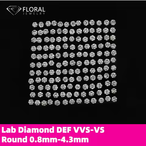 1ct Lab Grown Diamond Round White 0.8-4.3mm VS Clarity DEF Color Loose Stone for Jewelry Making