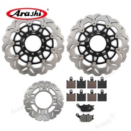 Arashi CNC Full Floating Front Rear Brake Disk Pad Set For KAWASAKI Z1000 2007 2008 2009 Z 1000 Moto