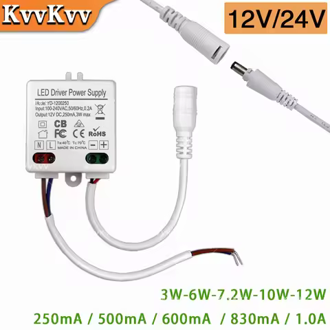 DC 12V 24V Constant Voltage LED Driver Power Supply 3W 6W 7.2W 10W 12W Driver Power Supply DC Output