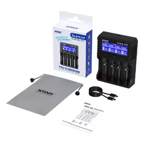 Orginal XTAR VX4 V2 Battery Charger AAA/AA 1.5V Li-ion /Ni-MH/LiFePO4 Battery PD20W Fast Charger wit