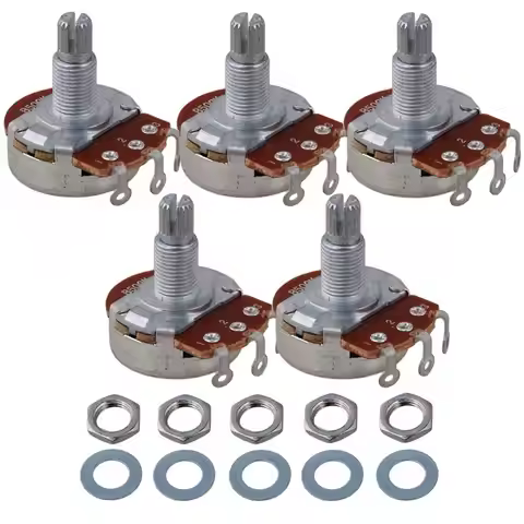 Full Size B500K Pot Split Shaft Potentiometer Tone Pots for Guitar Bass Pack of 5