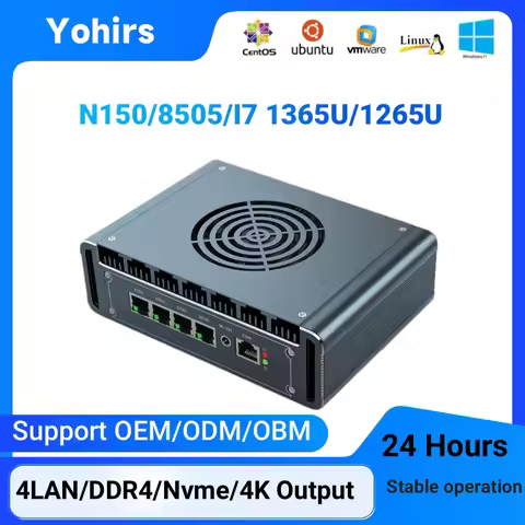 Yohirs N150 i3-1215U 4*i226-V 2.5G Lan Firewall appliance Mini PC I7-1365U/1265U soft router ROS pfs