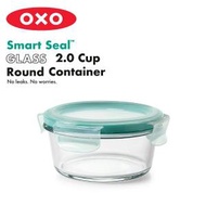 OXO - 2杯/400ml 圓形耐熱玻璃食物盒 保鮮盒 便當盒 密封盒 飯盒