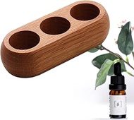 VolksRose 5~10ml Wooden Essential Oil Organizer for 3 Bottle - Red Oak Storage Rack - Elegant Travel