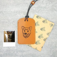 客製 手工縫製真皮識別證 證件套 寵物大頭繪圖