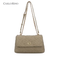 Carlo Rino Khaki CR Monogram Quilt Bag