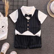 One-year-old baby clothes, boys' summer clothes, b 一周岁宝宝衣服男童夏装婴儿生日抓周男孩西装套装儿童演出服lly0423