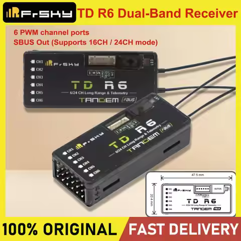 FrSky TD R6 2.4G/900MHz Dual Frequency Receiver 6CH PWM Channel Fixed Wing FPV with Tandem remote co