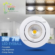 3W 7W LED Eyeball Recessed Spotlight Downlight Room Ceiling Lights Down Light Lampu Siling (2 Year Warranty)