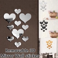 10pcs Wall Acrylic Stickers Mural Decal 3D Mirror Wall Sticker Love Heart Removable Livingroom Decoration