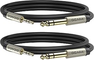 GearIT (2-Pack 1/4 To 1/8 inch (6.35mm Male TRS Mono To 3.5mm Male Cable) 3 Feet