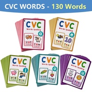 130 English Words CVC Phonics Flash Cards Montessori Educational Flashcards for Kids Toddler Learni
