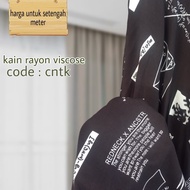 kain rayon viscose motif newspaper