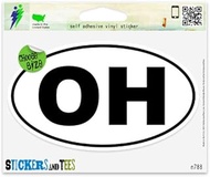 Ohio OH White State Oval Vinyl Car Bumper Window Sticker 5" x 3"