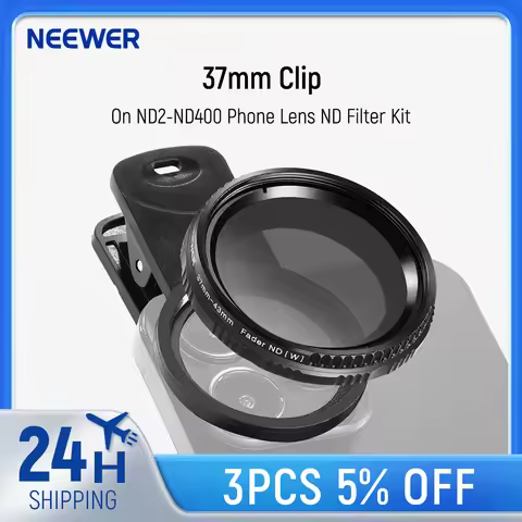 NEEWER 37mm Clip On ND2-ND400 Phone Camera Lens Filter Kit: Adjustable Neutral Density Filter with P