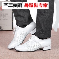 [Qiannian Beautiful Women's Shoes 2] White Cowhide Men's Latin Dance Shoes Soft-Soled Square Dance National Standard Friendship Dance Modern Dance Shoes. 22