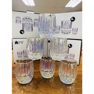 Set of 6 amber glass cups, 7 premium colors