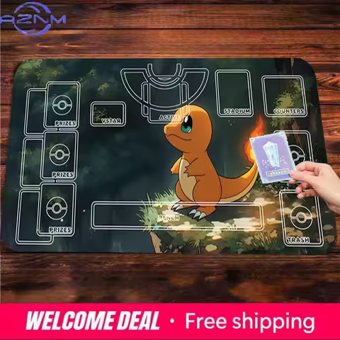 Cute Forest Charmander Pokemon TCG Battle Field Zoned Card Game Playmat Non-Slip Large Mouse Pad Des