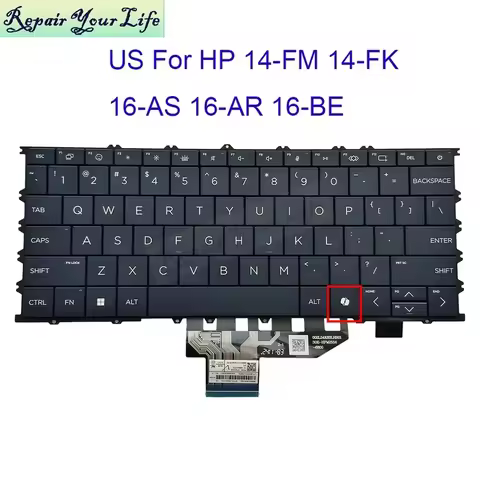 % New Keyboard OmniBook X Flip 14-FK 14Z-FK 14-FM 14Z-FM 16-AS 16-AR 16-BE 2-in-1 AI Backlight