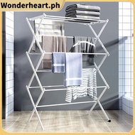 ️Foldable floor drying rack Retractable clothes hanger Multi-layer Shoe rack Space Saver