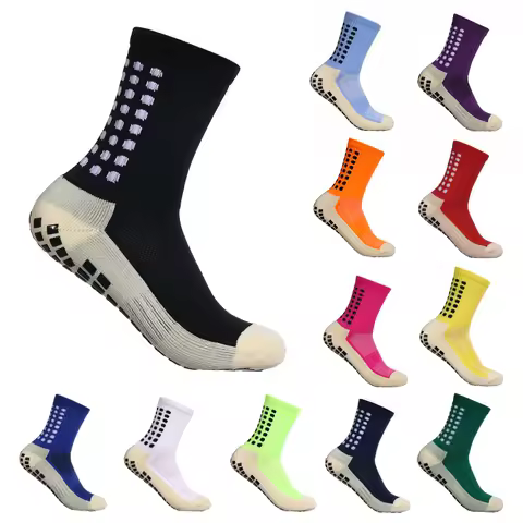 12Pair New Football Socks Mens Womens Sports Socks Non-slip Silicone Bottom Soccer Socks Rugby Tenni