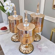 toples kue 1 set serbaguna kaca gold kaca import mewah toples kue lebaran