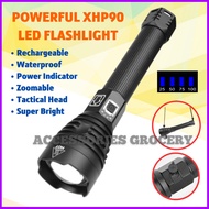 High Power Aluminum Camping Torch Flashlights Zoomable Waterproof Rechargeable Led XHP90 Flashlight