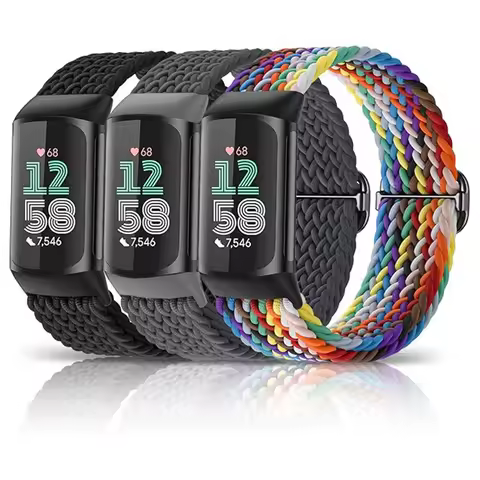 Stretchy Nylon Strap For Fitbit Charge 6 5 Elastic Woven Soft Sport Breathable Watch Band Loop Repla