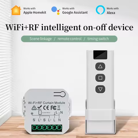 Tuya WiFi Smart Curtain Switch Module 433MHz Smart Curtain Switch Remote Control Smart Life APP For