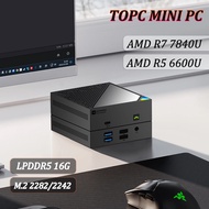TOPC MINI PC AMD Ryzen 7 7840HS/Ryzen 5 6600U LPDDR5 16G SSD M.2 2282/2242 Windows 11 Pro Gaming PC 