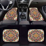 Exclusive Design Car Feet Mat 4-Piece Set, Mandala Pattern Pattern, Crystal Velvet Material, Anti-Sl