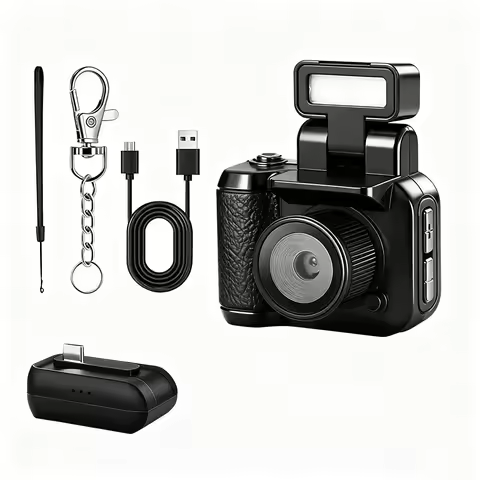 1.44'' HD Tiny Vintage Video Recorder Mini Keychain Camera Retro Micro with 8GB Card 1080P Retro Sna