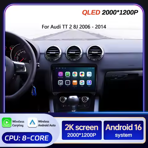 9 inch Car Radio Android 16 For Audi TT 2 8J 2006-2014 BT Carplay Multimedia Navigation Head Unit 2K