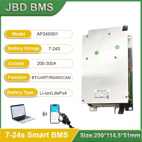 JBD Smart BMS 200A 300A Li-ion Lifepo4 Automatically Identify 7S 8S 10S 14S 15S 16S 18S 20S 21S 24S 