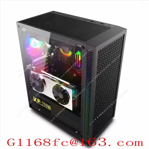 Black E-ATX Computer Case with Glass Side Panel Dual X79 X99 CPU Motherboard Support High-End Gaming