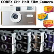 Corex Half Frame Reusable 35mm Camera CH1, Built in Flash and Compatible with 35mm Color Negative or B&amp;W Film (Film Included) Limited Edition Free Blue and Yellow Filters Film Set