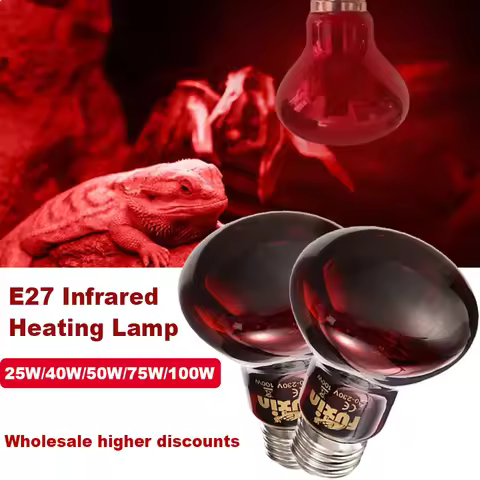 3PCS 220V Heating Bulb 25W/40W/50W/75W/100W Infrared Heat Lamp E27 for Poultry Chick Livestock Amphi